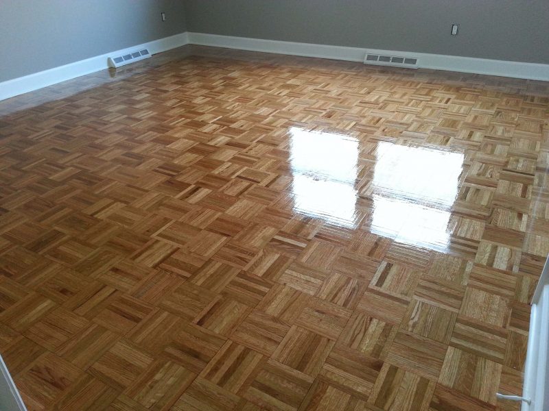 A refinished parquet floor in a west columbia home