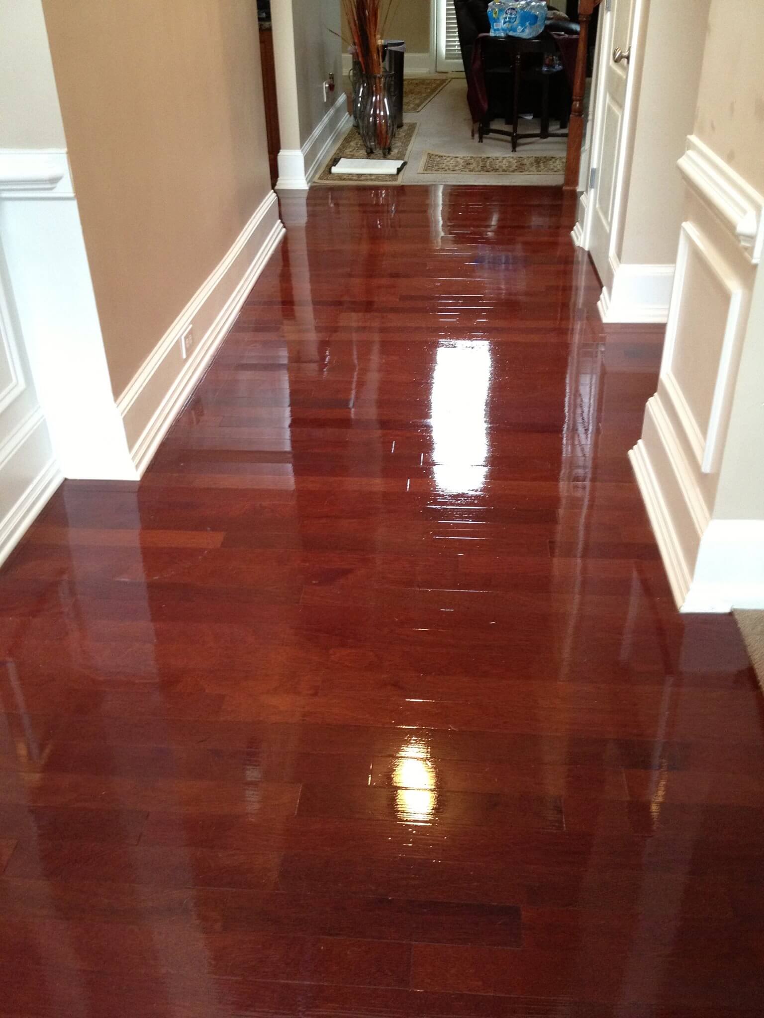 a refinished hallway floor