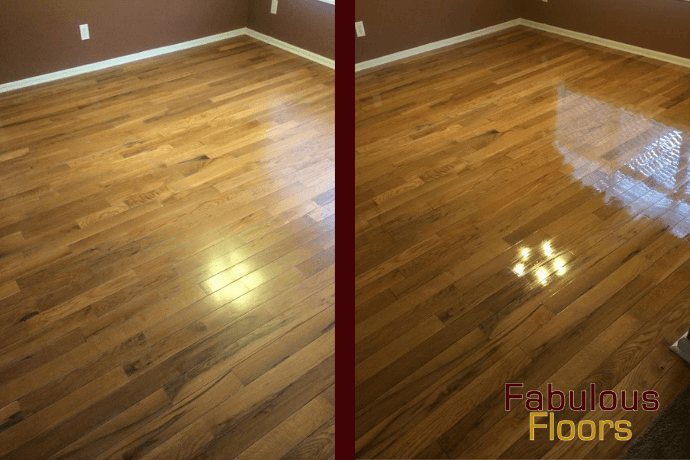 before and after hardwood floor refinishing in St. Andrews, SC