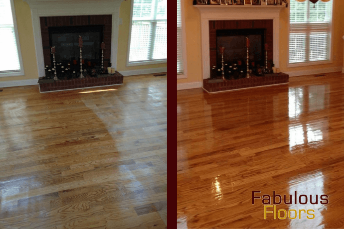 before and after hardwood floor refinishing in chapin, sc