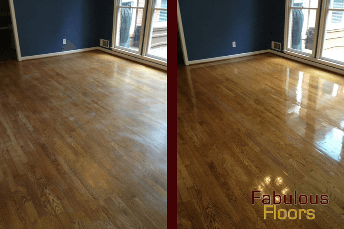 before and after hardwood floor refinishing in South Congaree, SC