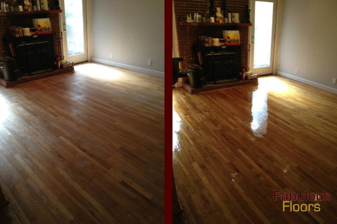 before and after hardwood floor refinishing in chester, sc