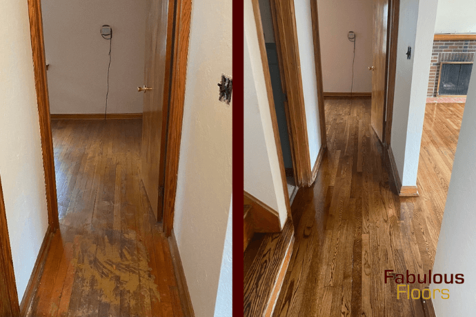 before and after floor refinishing in west columbia, sc